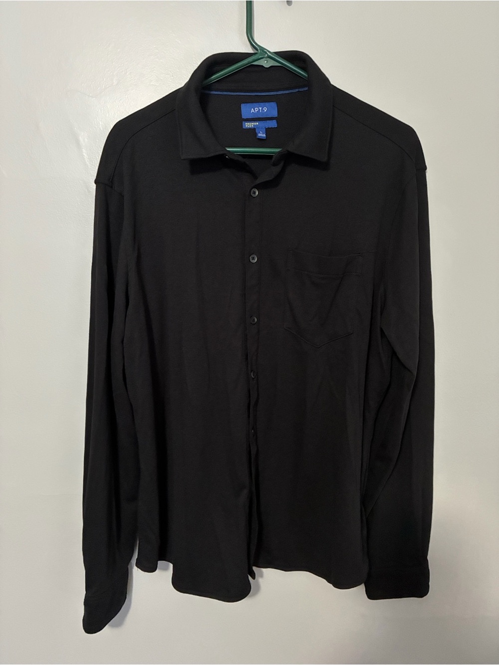 Apt. 9, premier flex, Black Long-Sleeve Casual Button-Down Shirt.. men’s large